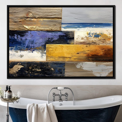 Coastal Indigo Gold Layers Canvas Wall Art