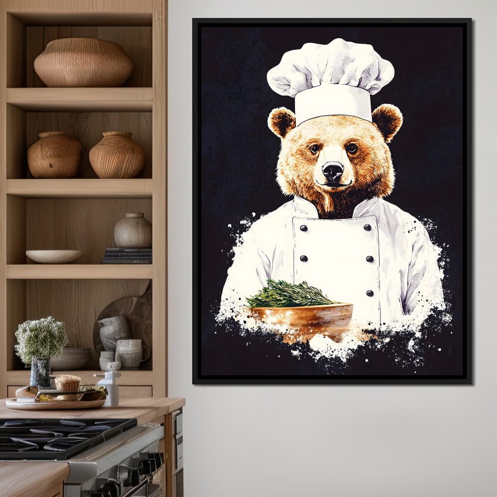 Chef Bear Culinary Delight Canvas Wall Art
