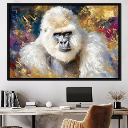 Majestic White Gorilla Portrait Canvas Wall Art
