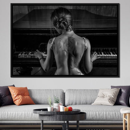 Young Woman Playing Piano Canvas Wall Art