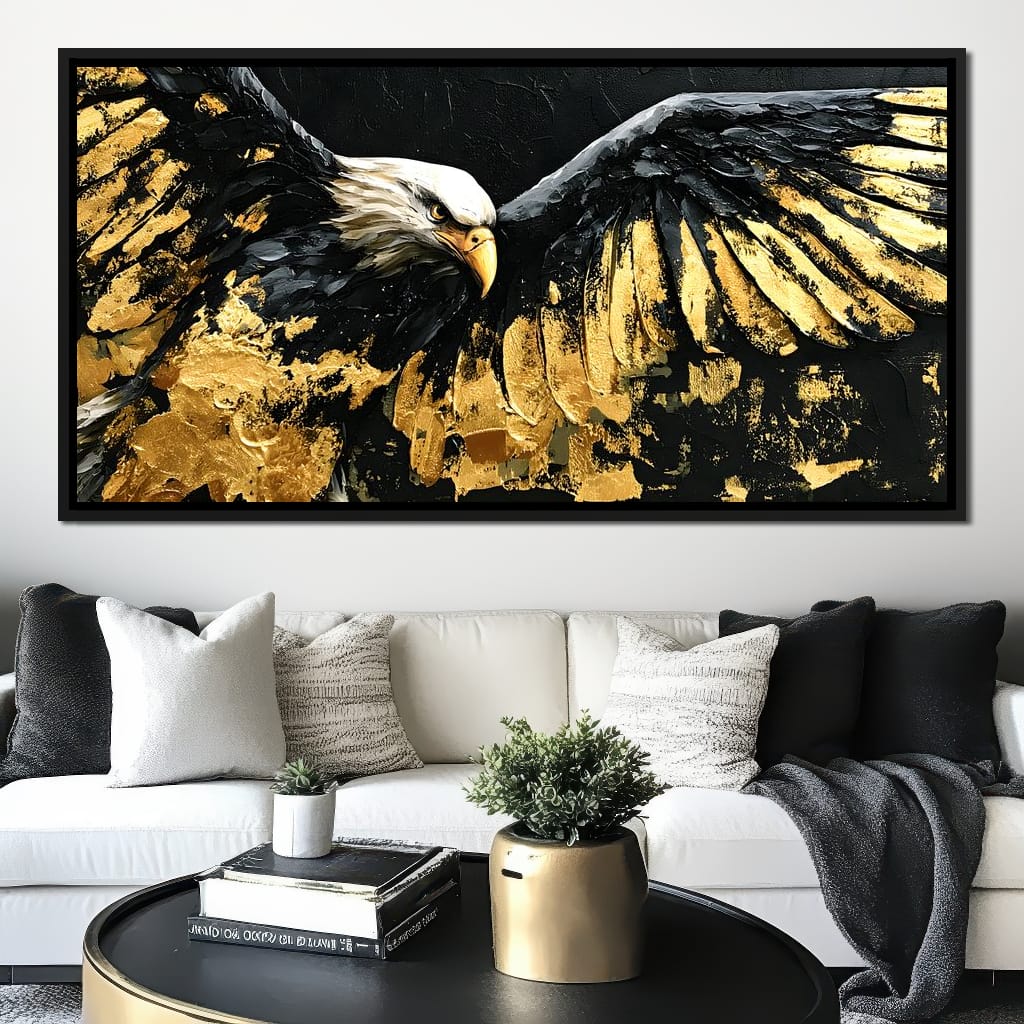 American Eagle in Gold & Black Canvas Wall Art