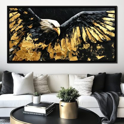 American Eagle in Gold & Black Canvas Wall Art