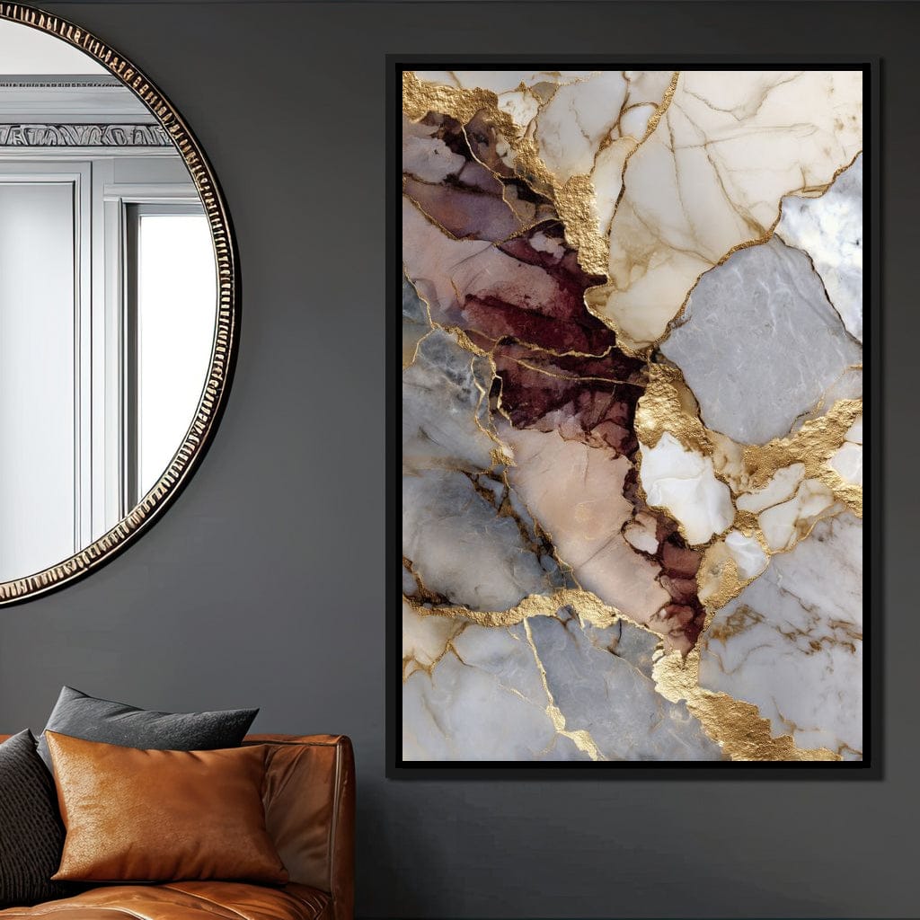 Gilded Marble Rift Elegy Canvas Wall Art