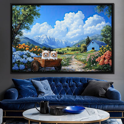 Pomeranian Wagon Canvas Wall Art