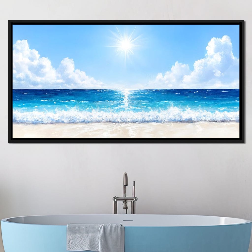 Endless Horizon Sunlit Beach Canvas Wall Art