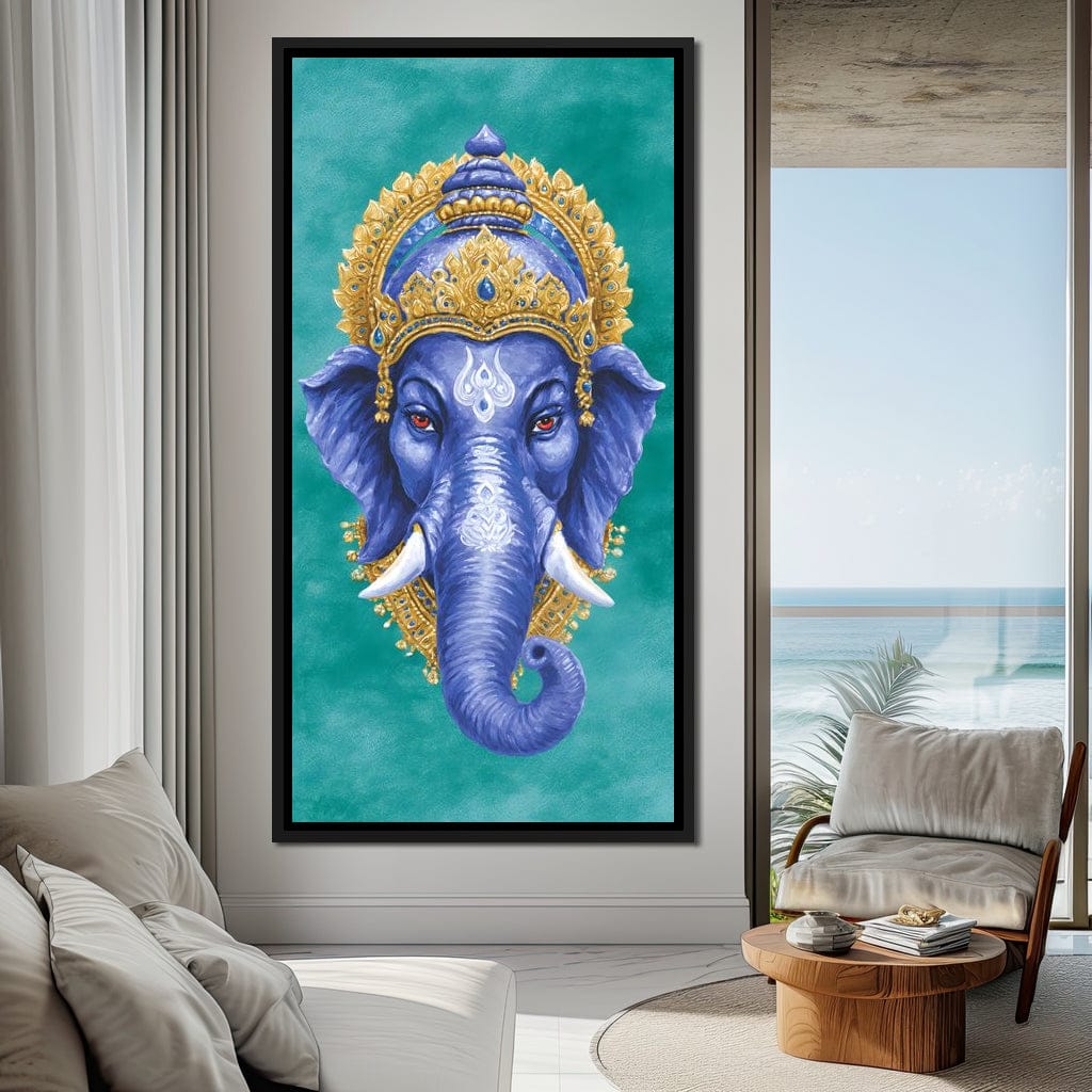 Royal Indigo Elephant Majesty Canvas Wall Art