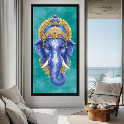 Royal Indigo Elephant Majesty Canvas Wall Art