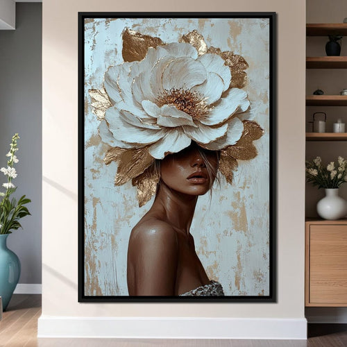 Golden Blossom Radiance Canvas Wall Art