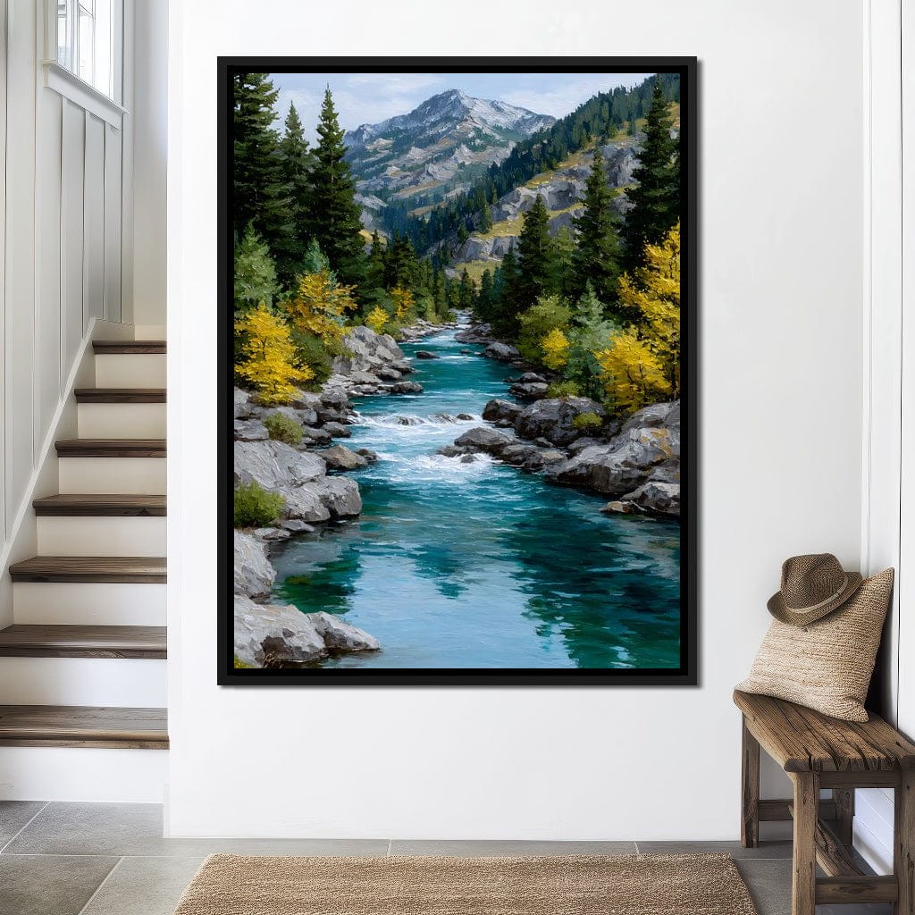 Alpine River Evergreen Peaks Canvas Wall Art