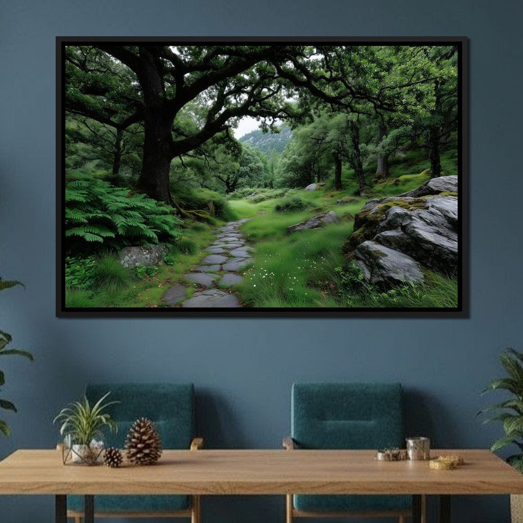 Emerald Forest Stone Pathway Canvas Wall Art