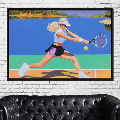 Summer Lakecourt Tennis Rally Canvas Wall Art