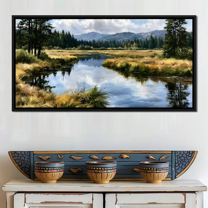 Silent Waters Reflecting Mountain Clouds Canvas Wall Art