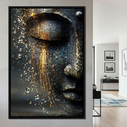 Golden Tranquil Buddha Flow Mirror Canvas Wall Art