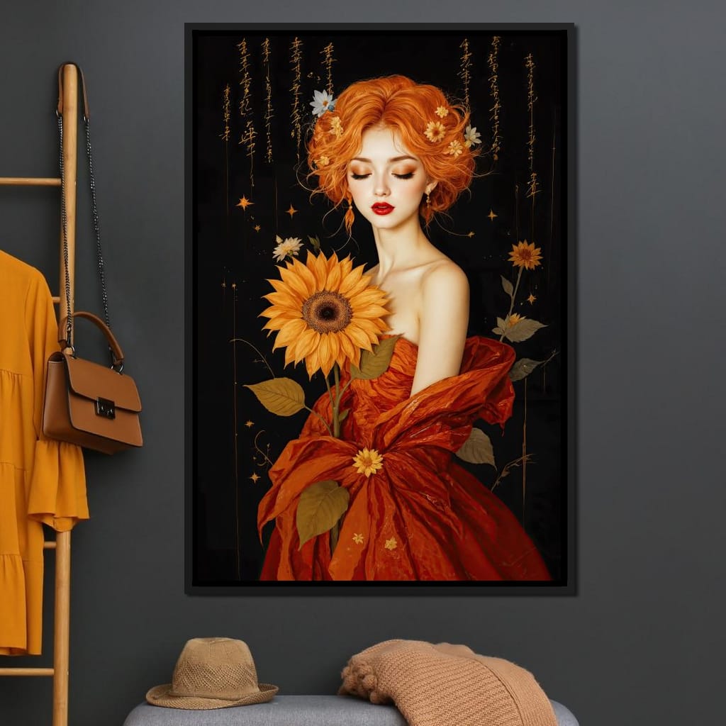 Lady Sunflower Canvas Wall Art