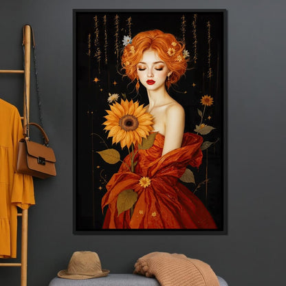 Lady Sunflower Canvas Wall Art