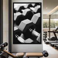 Monochrome Dumbbell Strength Canvas Wall Art