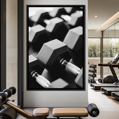 Monochrome Dumbbell Strength Canvas Wall Art