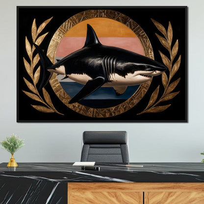 Gilded Shark Triumph Halo Canvas Wall Art