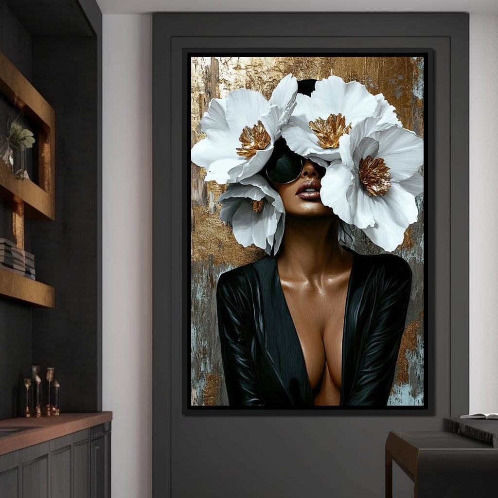 Golden Elegance Floral Expression Canvas Wall Art