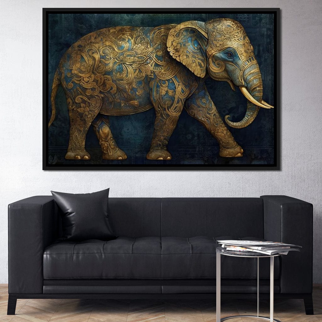Gilded Grey Elephant Canvas Wall Art