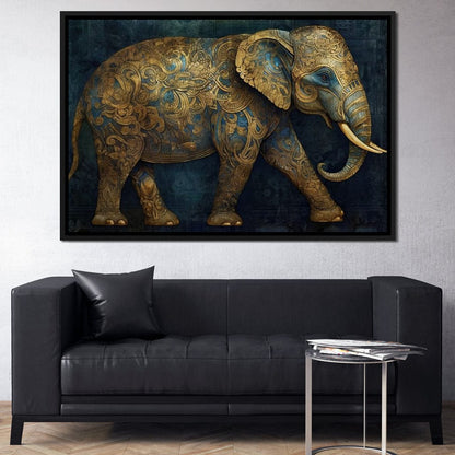 Gilded Grey Elephant Canvas Wall Art