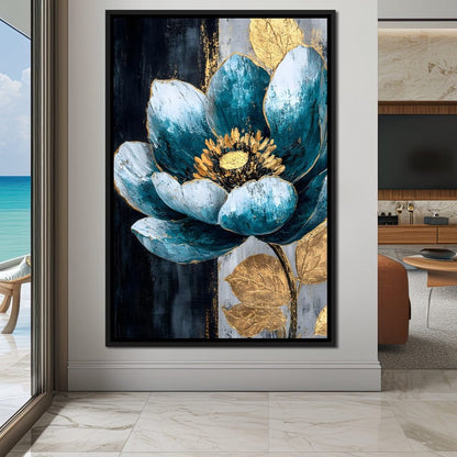 Radiant Petals Golden Harmony Canvas Wall Art