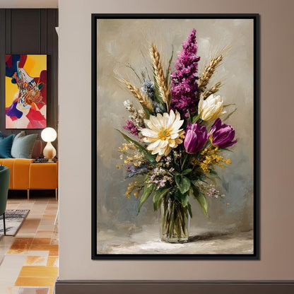 Spring Bouquet on Beige Background Canvas Wall Art