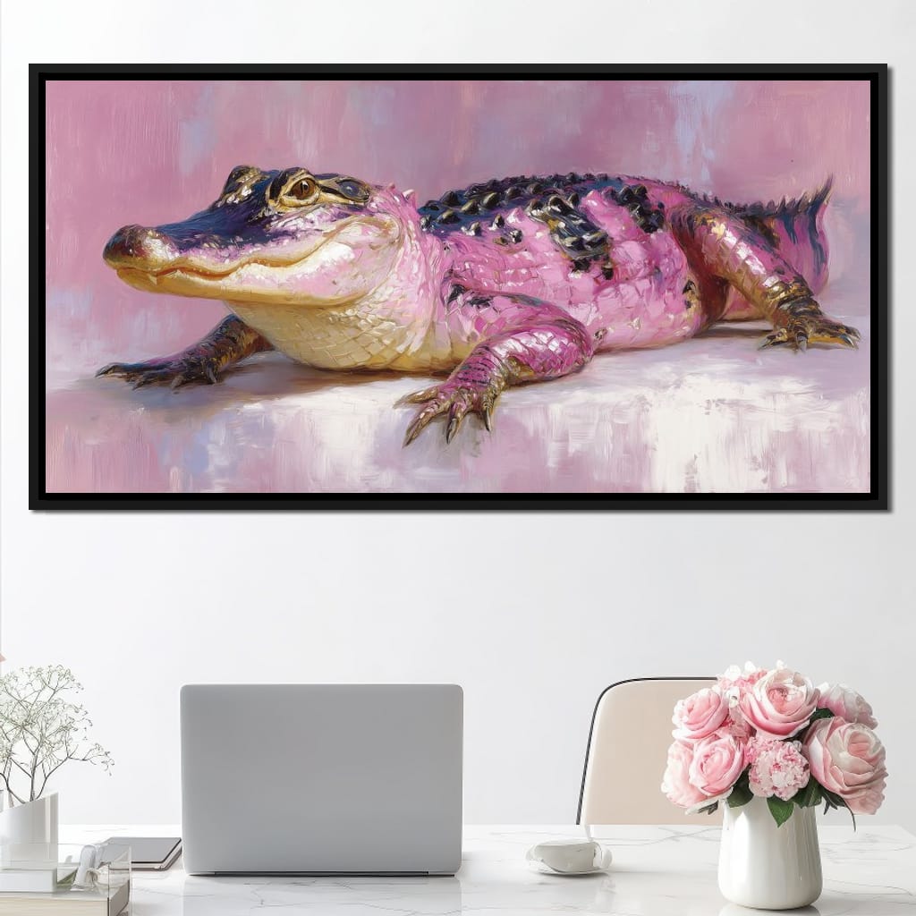 Pink Gator Lounge Portrait Canvas Wall Art