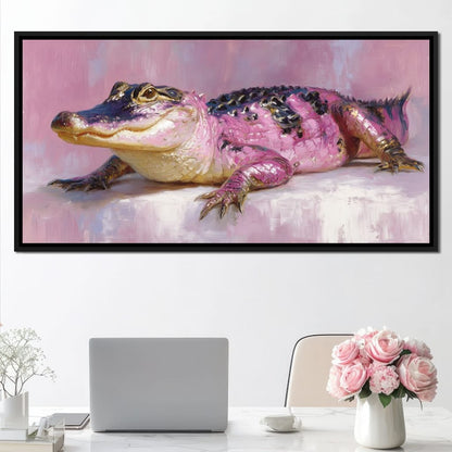 Pink Gator Lounge Portrait Canvas Wall Art