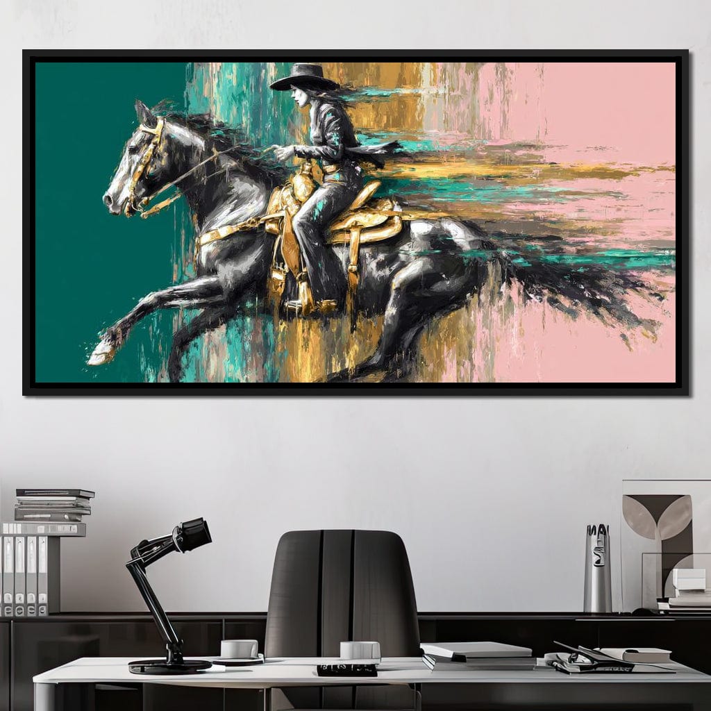 Golden Cowgirl Noir Star Canvas Wall Art