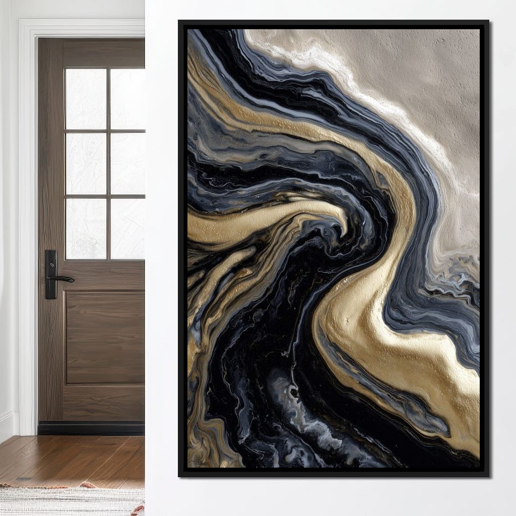 Liquid Gold Onyx Swirl Flow Canvas Wall Art