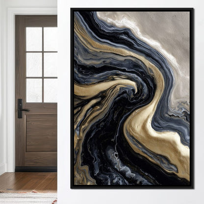 Liquid Gold Onyx Swirl Flow Canvas Wall Art