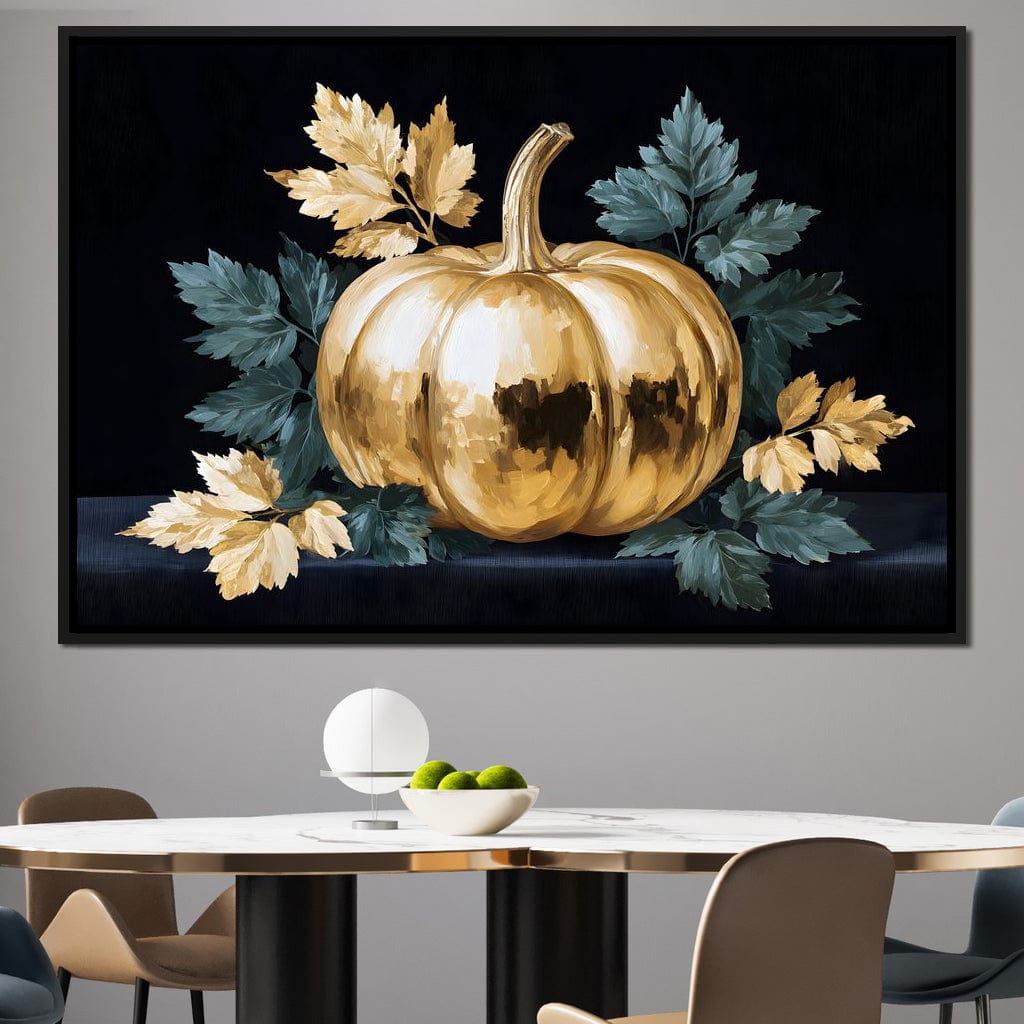 Golden Pumpkin Autumn Elegance Canvas Wall Art