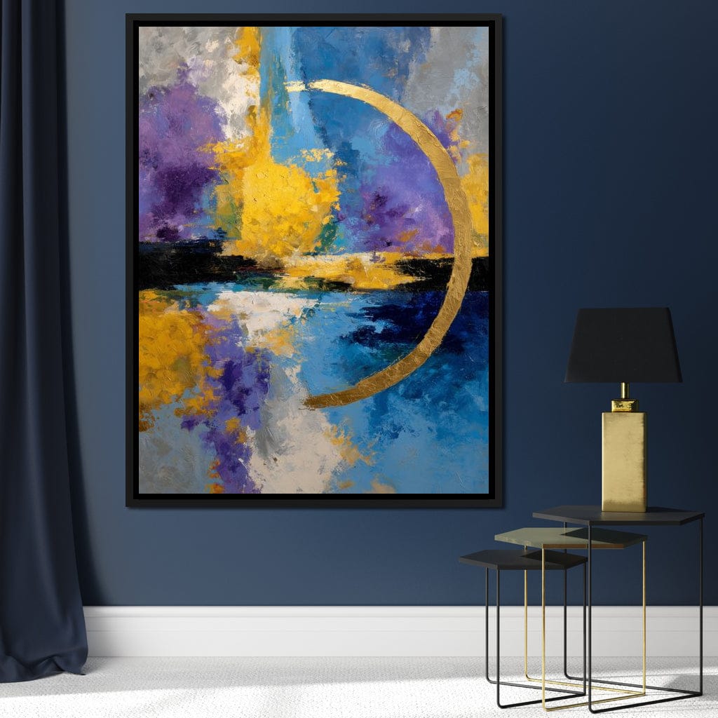 Golden Crescent Over Blue Sky Canvas Wall Art