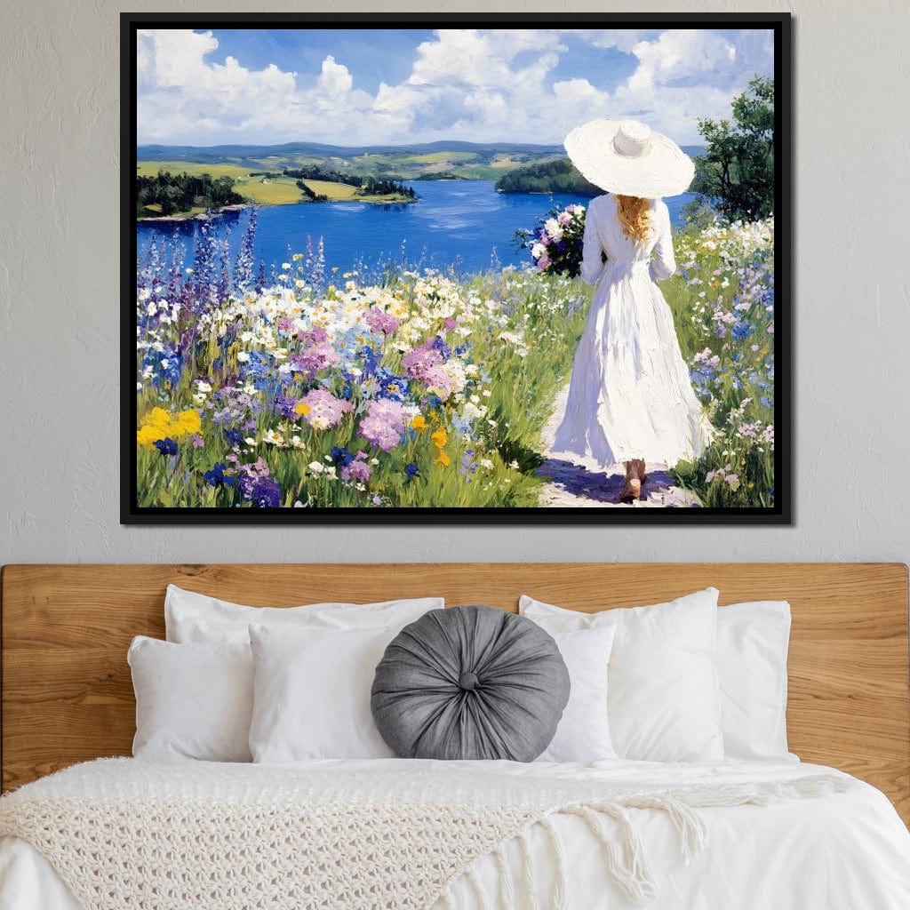 Summer Stroll by the Lake Canvas Wall Art