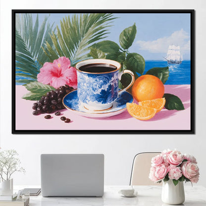Tropical Voyage Morning Coffee Bliss Canvas Wall Art