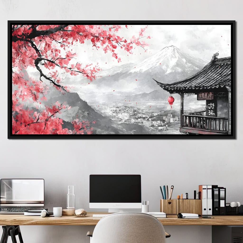 Cherry Blossom Landscape Canvas Wall Art