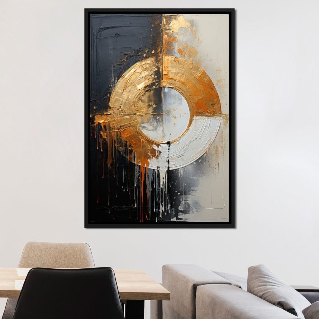 Abyssal Echoes in Gold Abstract Canvas Wall Art