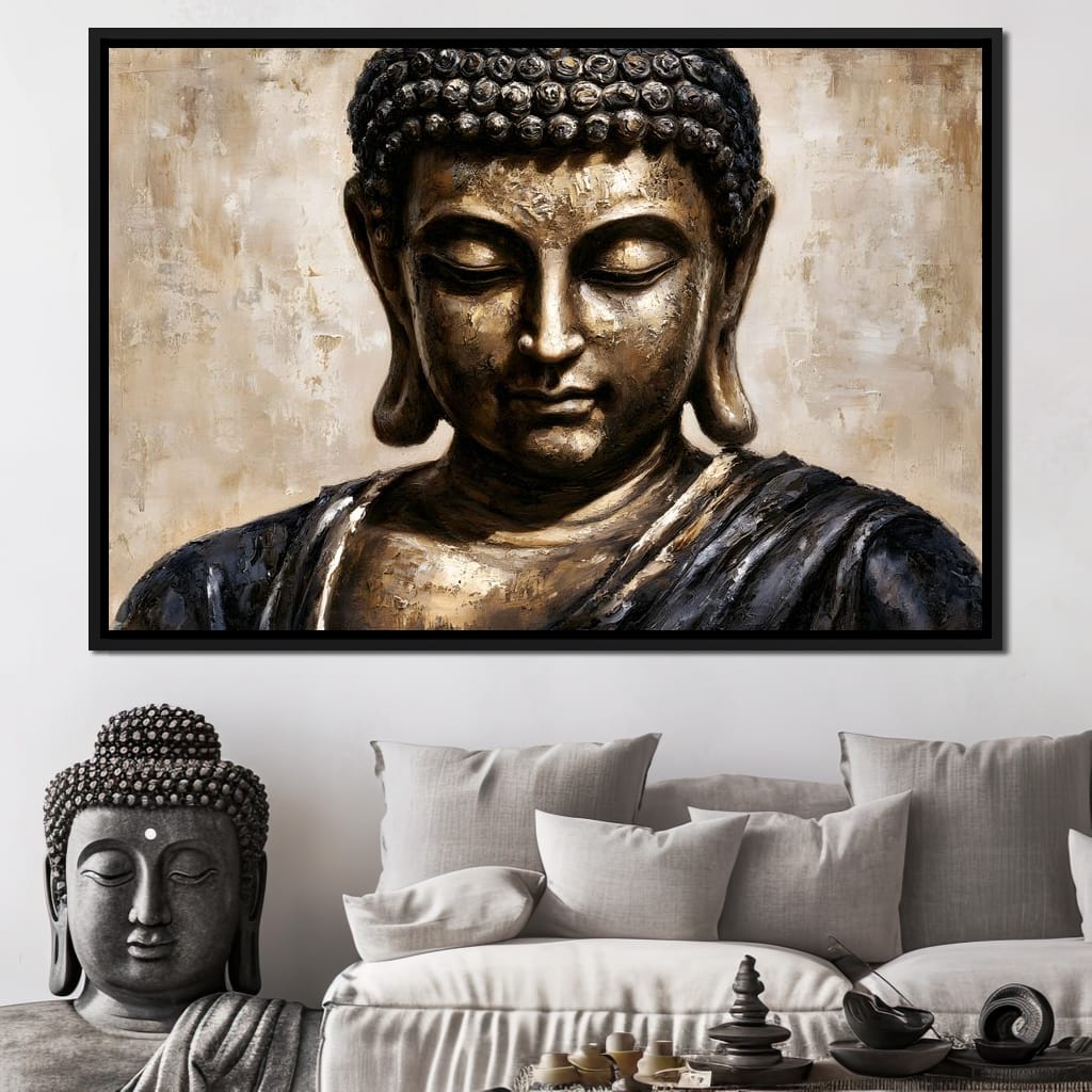 Golden Stillness Of Inner Reflection Canvas Wall Art