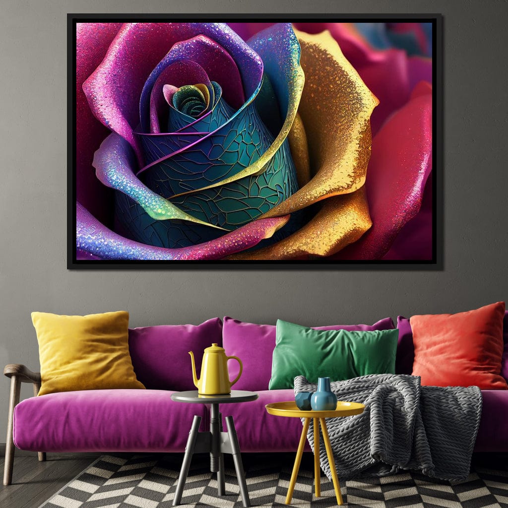 Multicolor Digital Flower Canvas Wall Art