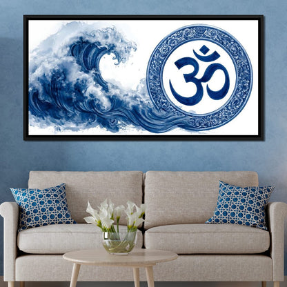 Indigo Om Mandala Meditation Canvas Wall Art