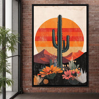 Desert Blooming Cactus Radiance Canvas Wall Art