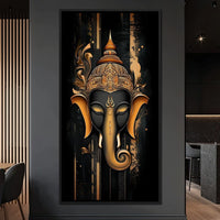 Golden Divine Ganesha Aura Canvas Wall Art