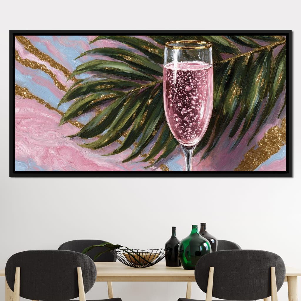 Pink Champagne Palm Luxe Canvas Wall Art
