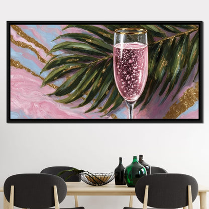 Pink Champagne Palm Luxe Canvas Wall Art
