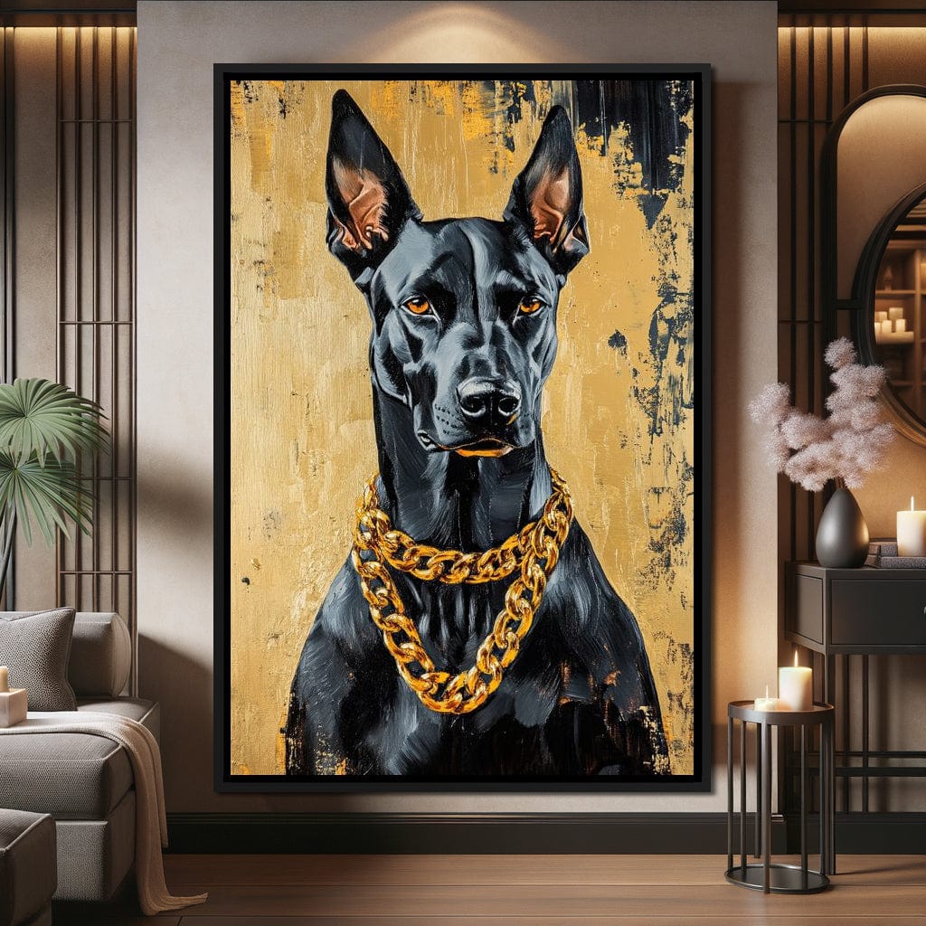 Bold Dog in Gold Canvas Wall Art
