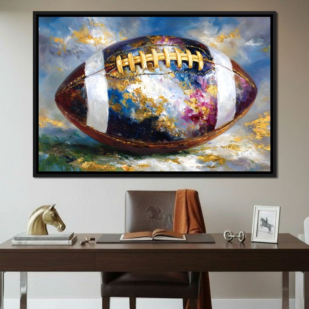 Golden Gridiron Glory Ball Canvas Wall Art
