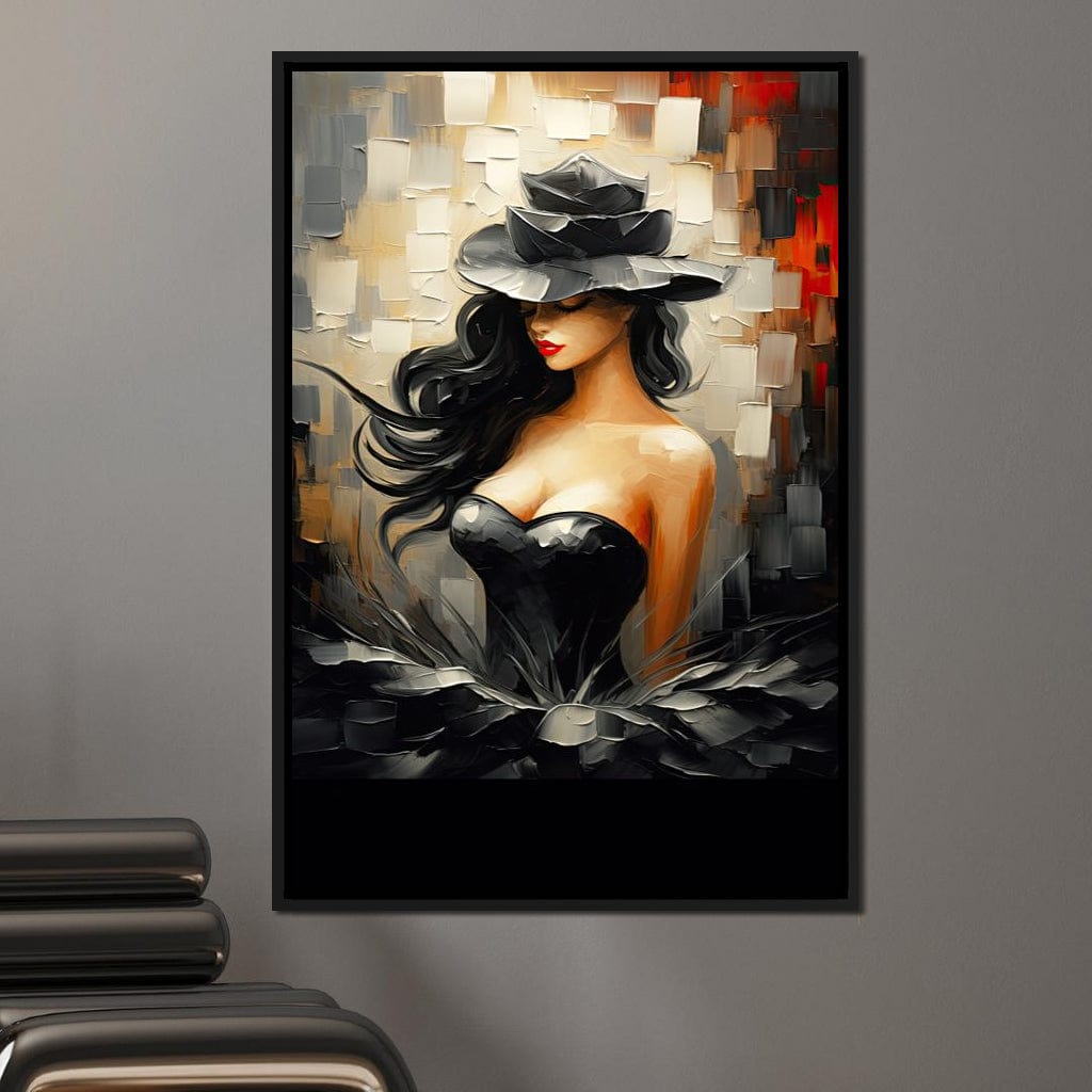 Noir Elegance in Bloom Canvas Wall Art