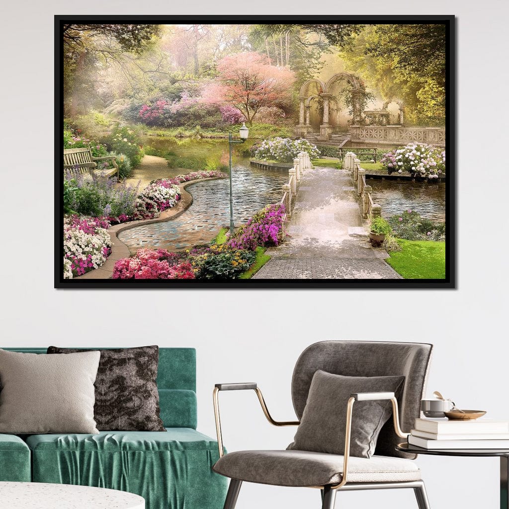 Pond Bridge Canvas Wall Art