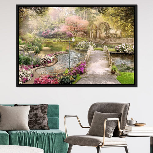Pond Bridge Canvas Wall Art